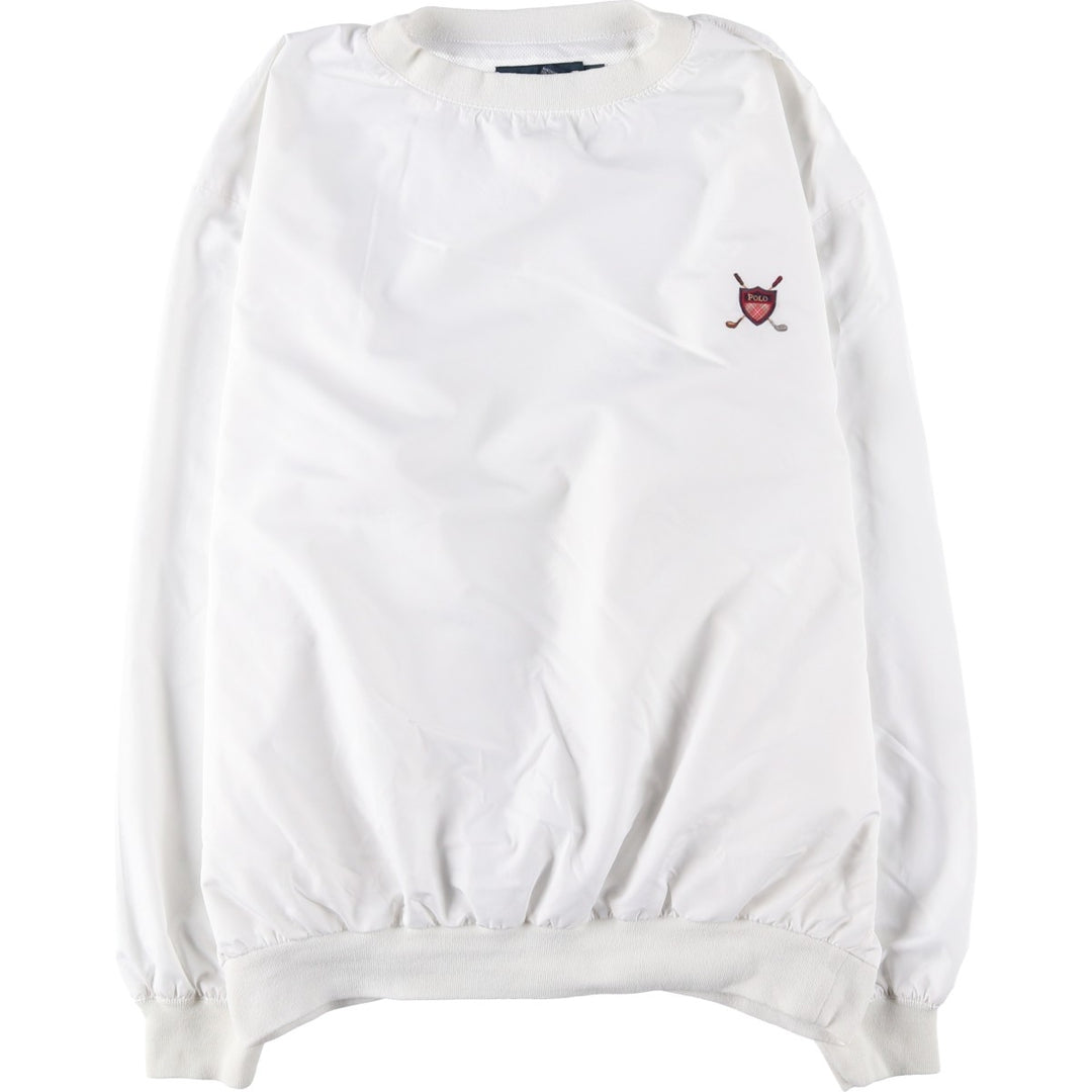90s~00'S Ralph Lauren POLO GOLF Warm-up pullover for men, size XL polyester white type Vintage Second Hand