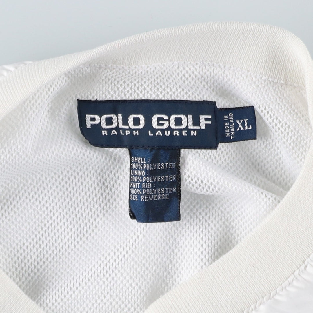 90s~00'S Ralph Lauren POLO GOLF Warm-up pullover for men, size XL polyester white type Vintage Second Hand