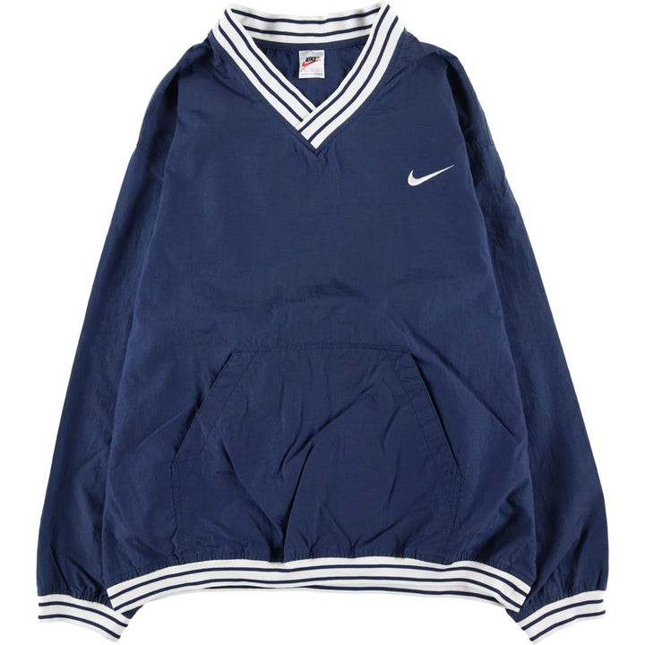 90'S Nike V-neck nylon pullover, men's XL size, vintage Nylon navy blue type Vintage Second Hand
