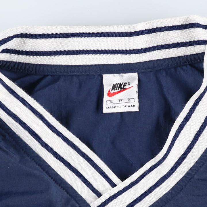 90'S Nike V-neck nylon pullover, men's XL size, vintage Nylon navy blue type Vintage Second Hand