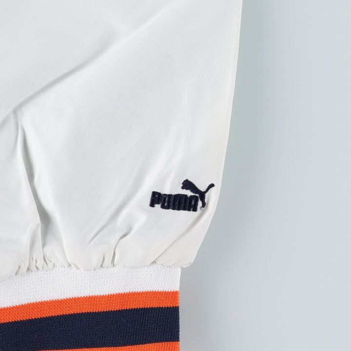 90'S Puma MLB Detroit Tigers V-neck warm-up pullover, men's size XL polyester pale white type Vintage Second Hand