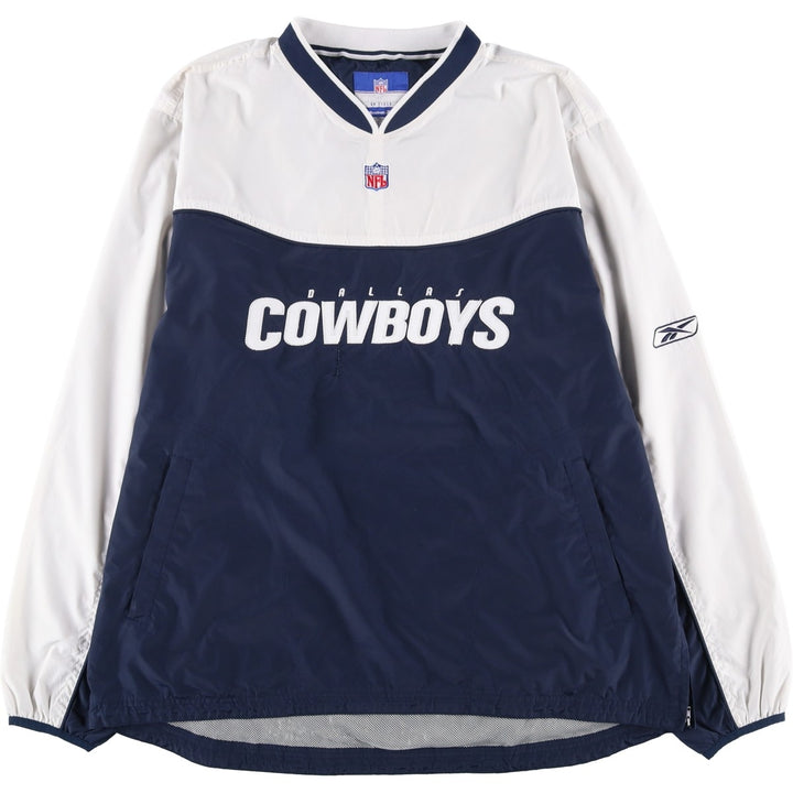 Reebok NFL Dallas Cowboys V-neck nylon pullover, men's size XL polyester white type Vintage Second Hand