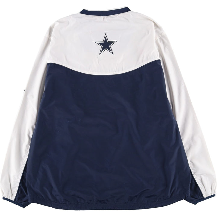 Reebok NFL Dallas Cowboys V-neck nylon pullover, men's size XL polyester white type Vintage Second Hand
