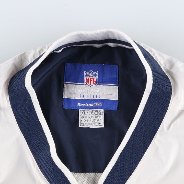 Reebok NFL Dallas Cowboys V-neck nylon pullover, men's size XL polyester white type Vintage Second Hand