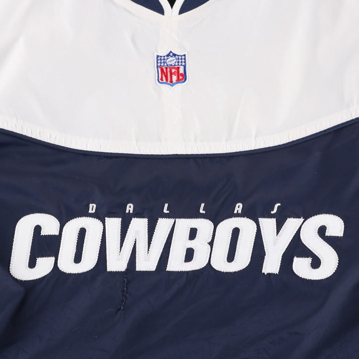 Reebok NFL Dallas Cowboys V-neck nylon pullover, men's size XL polyester white type Vintage Second Hand