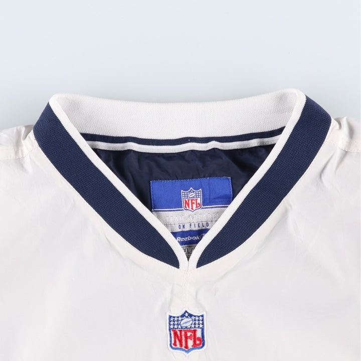 Reebok NFL Dallas Cowboys V-neck nylon pullover, men's size XL polyester white type Vintage Second Hand