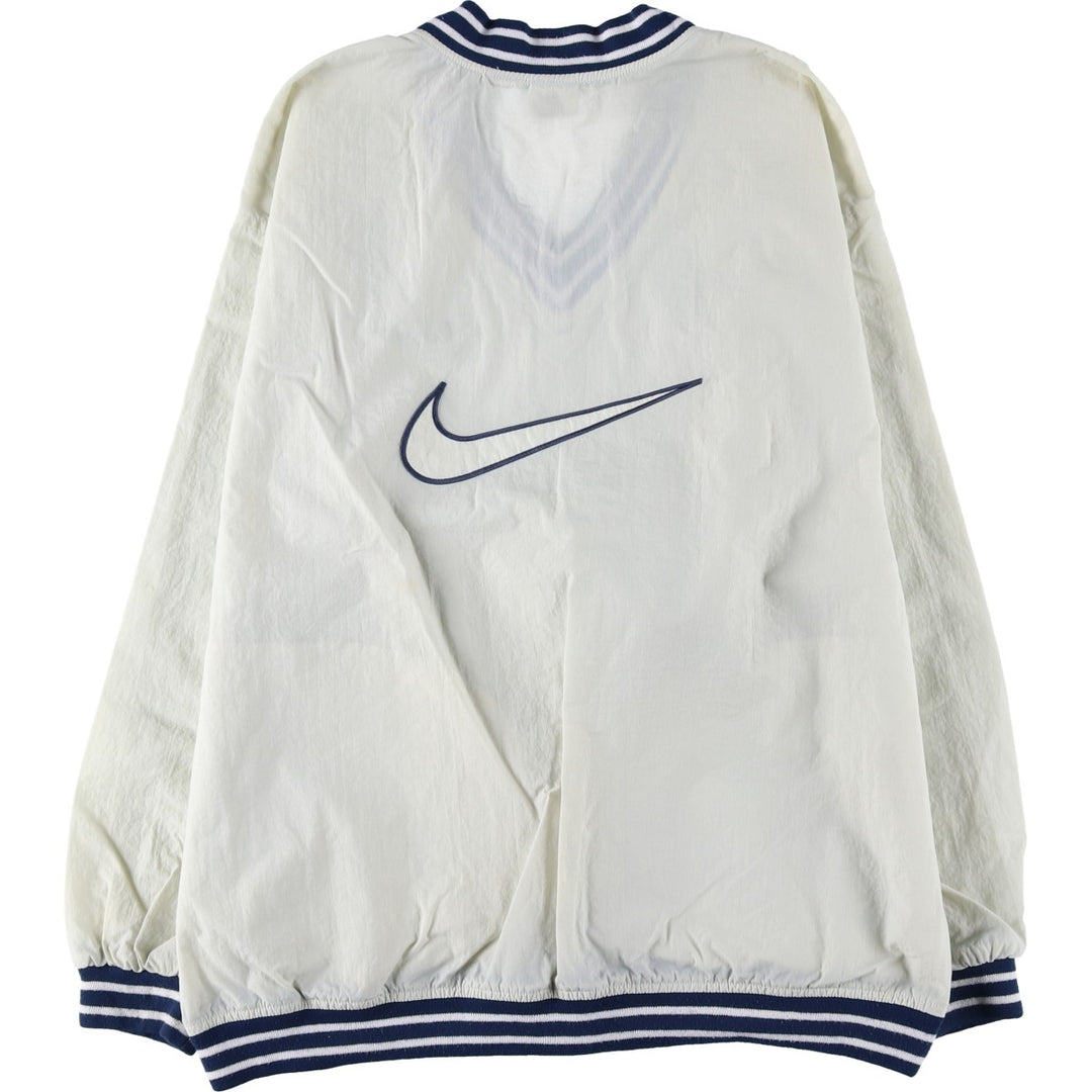 90'S Nike V-neck nylon pullover with back logo, men's size XL, vintage Nylon Khaki type beige Vintage Second Hand