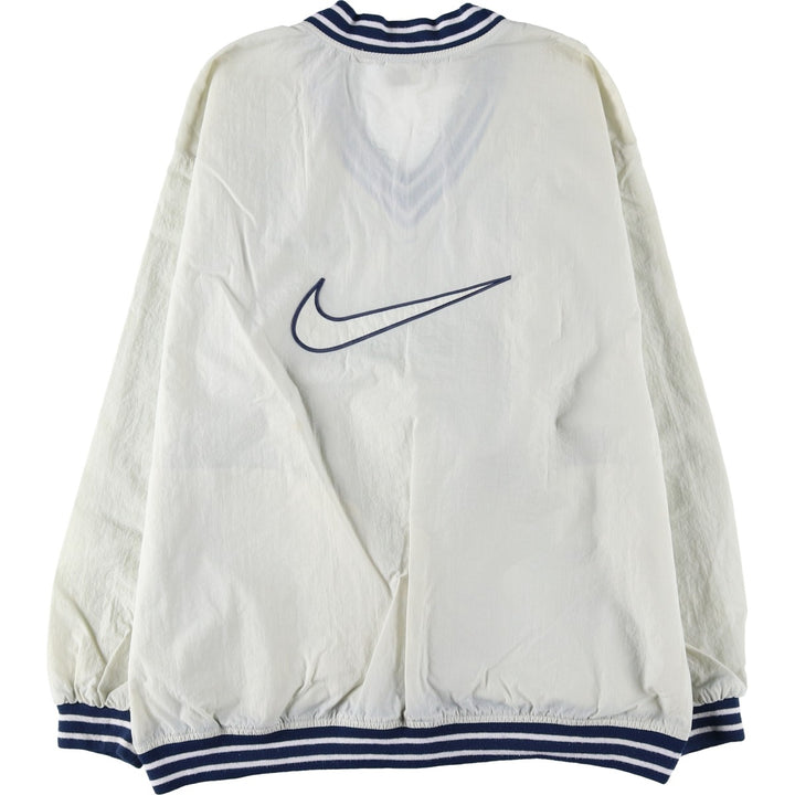 90'S Nike V-neck nylon pullover with back logo, men's size XL, vintage Nylon Khaki type beige Vintage Second Hand