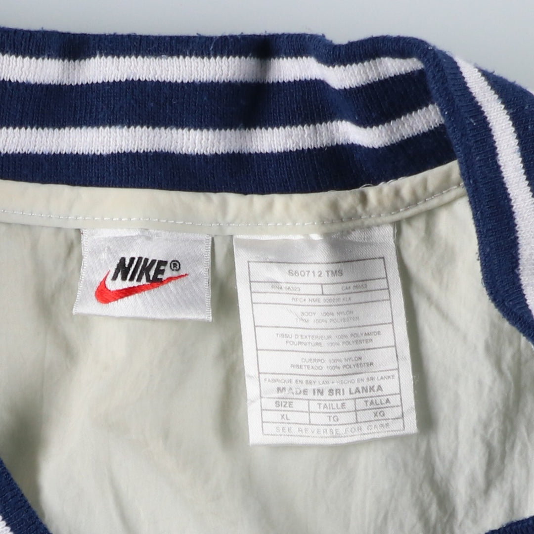 90'S Nike V-neck nylon pullover with back logo, men's size XL, vintage Nylon Khaki type beige Vintage Second Hand