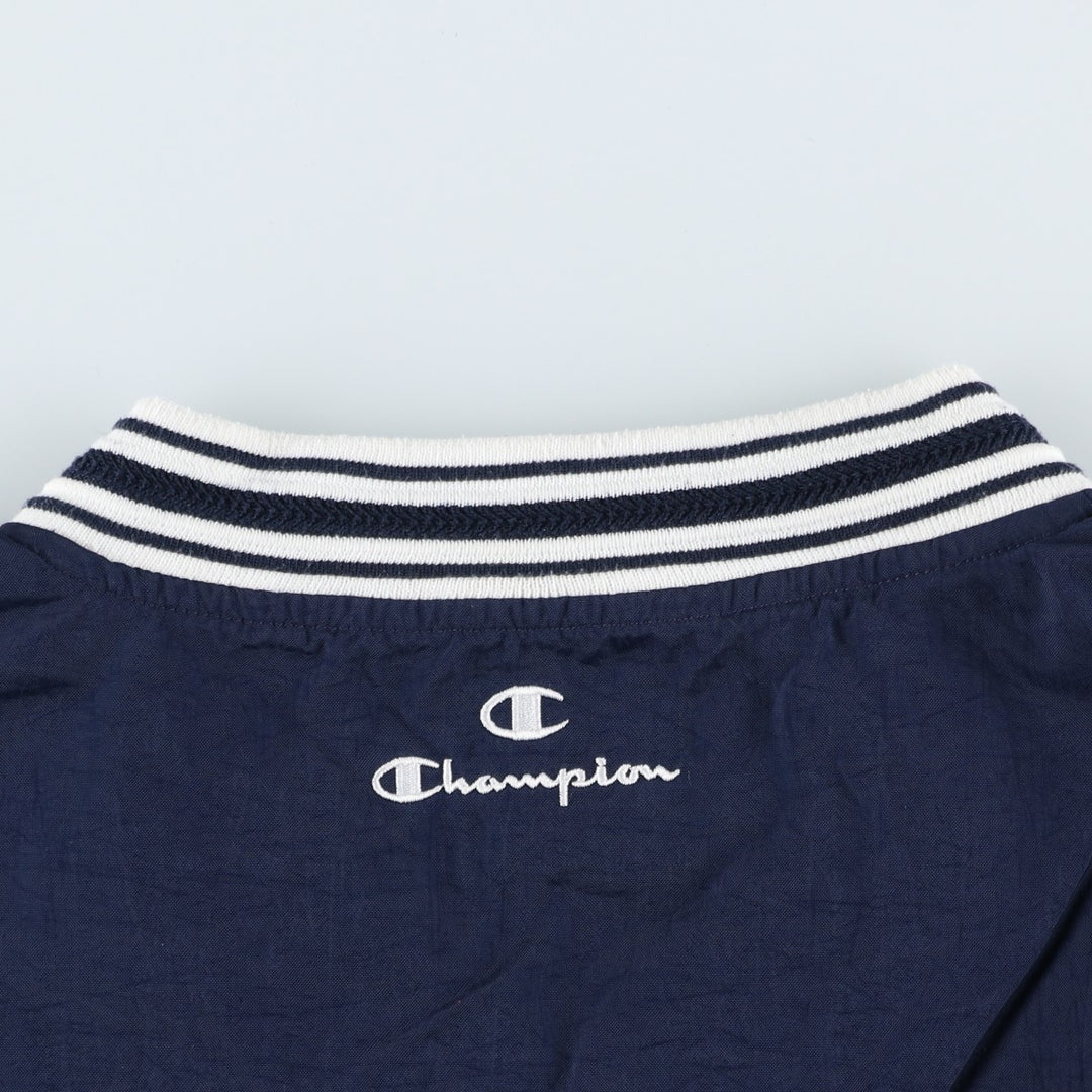 90'S Champion V-neck college nylon pullover, men's size XL, vintage Nylon navy blue type Vintage Second Hand
