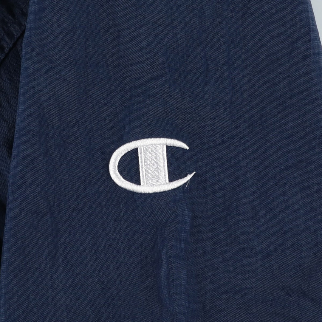 90'S Champion V-neck nylon pullover, men's size L, vintage Nylon navy blue type Vintage Second Hand