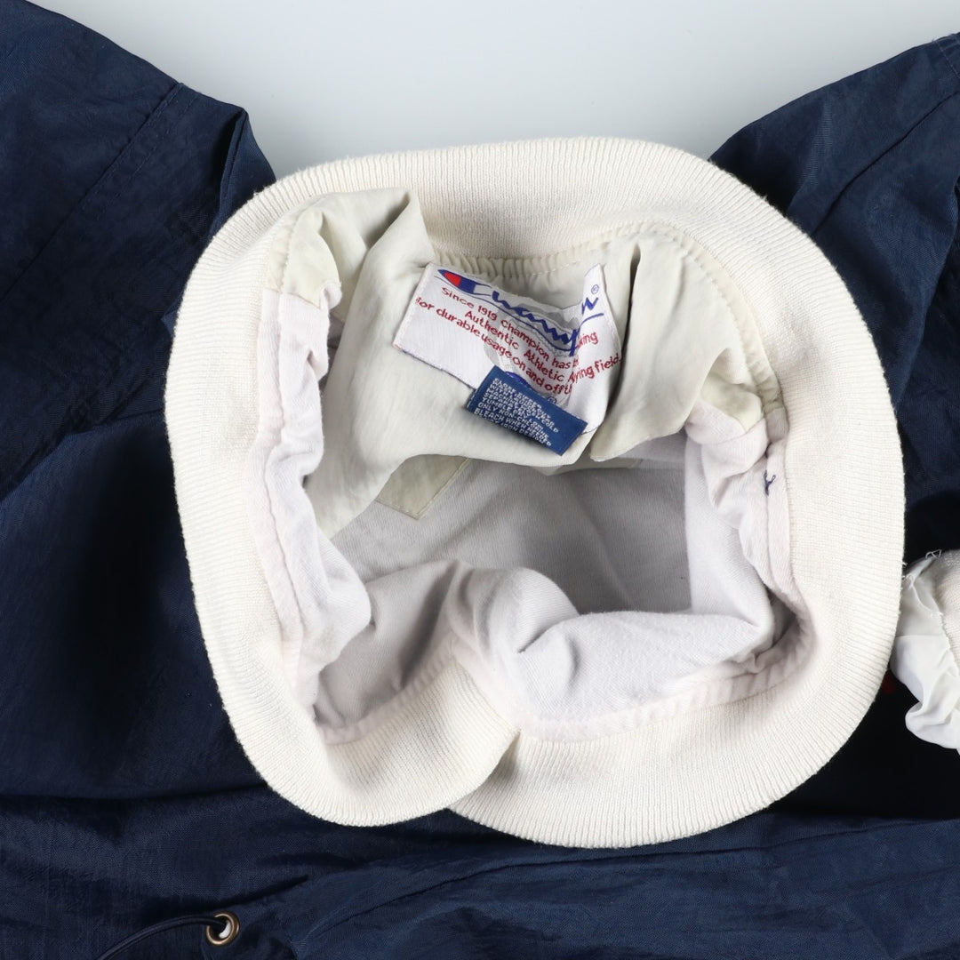 90'S Champion V-neck nylon pullover, men's size L, vintage Nylon navy blue type Vintage Second Hand