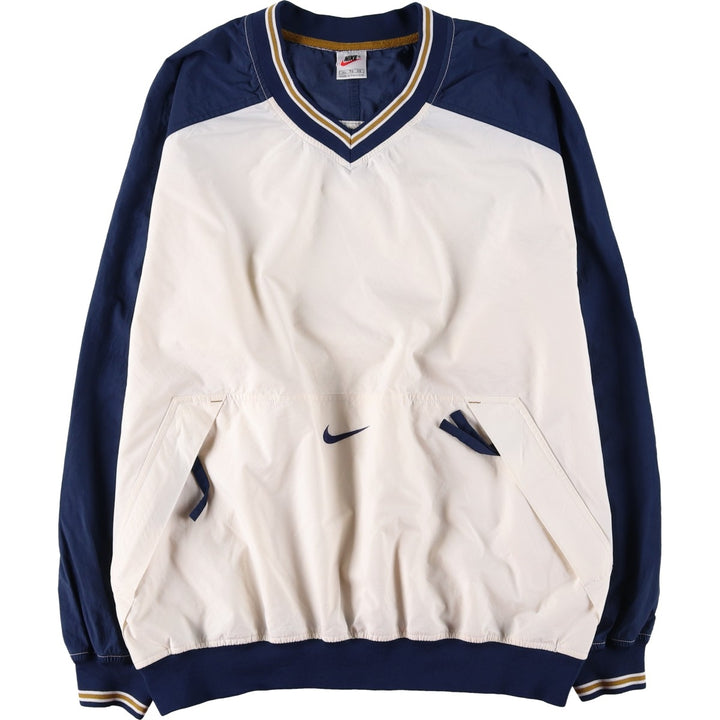 90'S Nike V-neck warm-up pullover, men's size XL, vintage Nylon ivory Vintage Second Hand