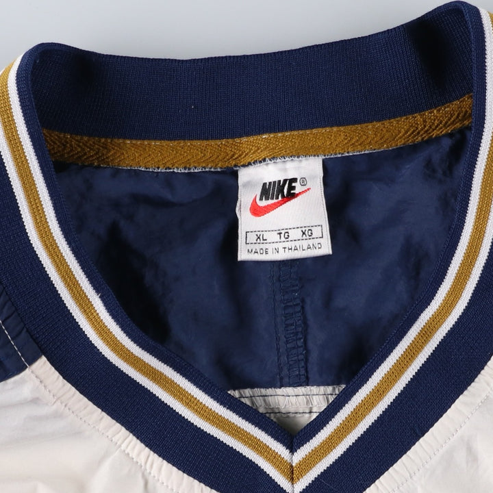 90'S Nike V-neck warm-up pullover, men's size XL, vintage Nylon ivory Vintage Second Hand