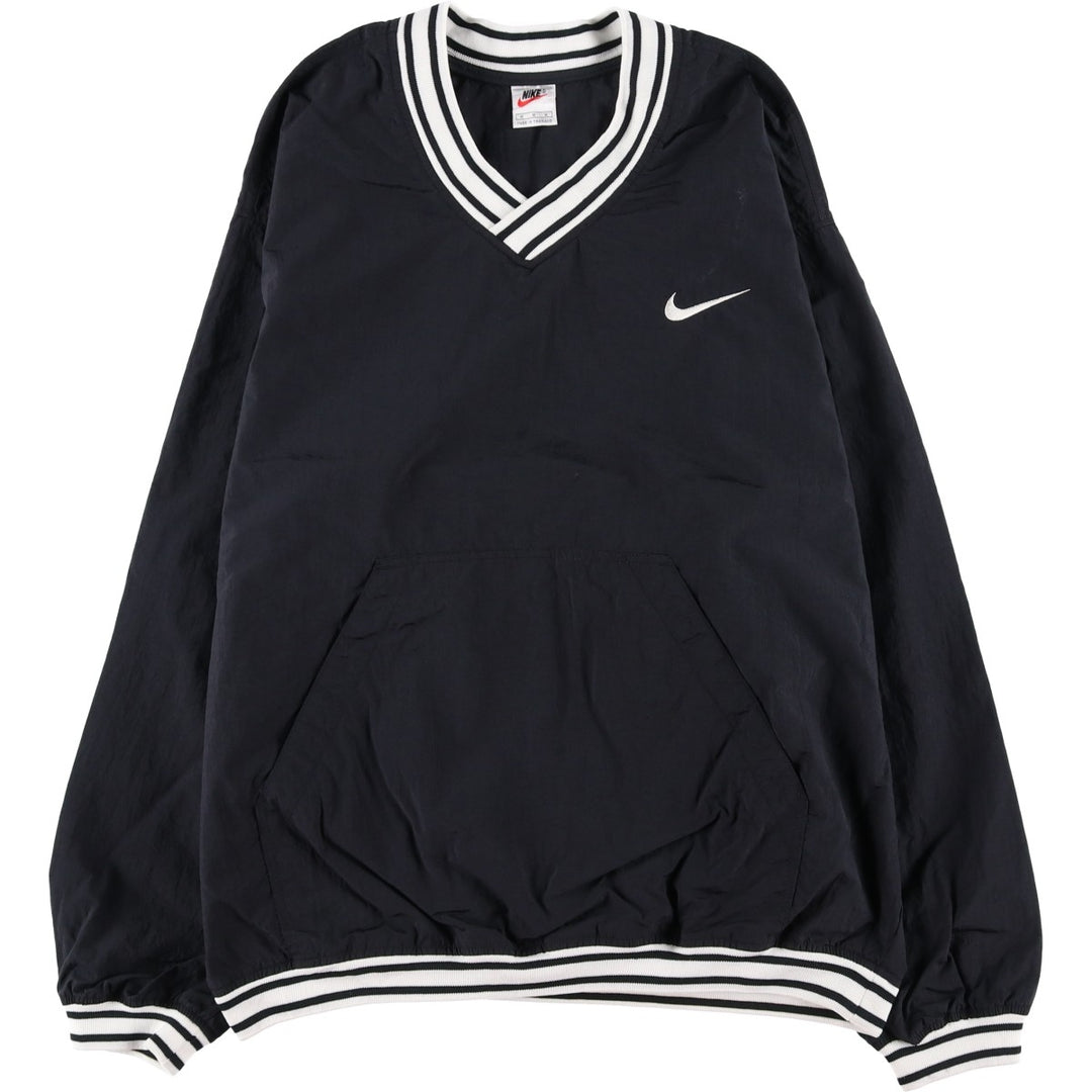 90'S Nike V-neck nylon pullover, men's size M, vintage Nylon black type Vintage Second Hand