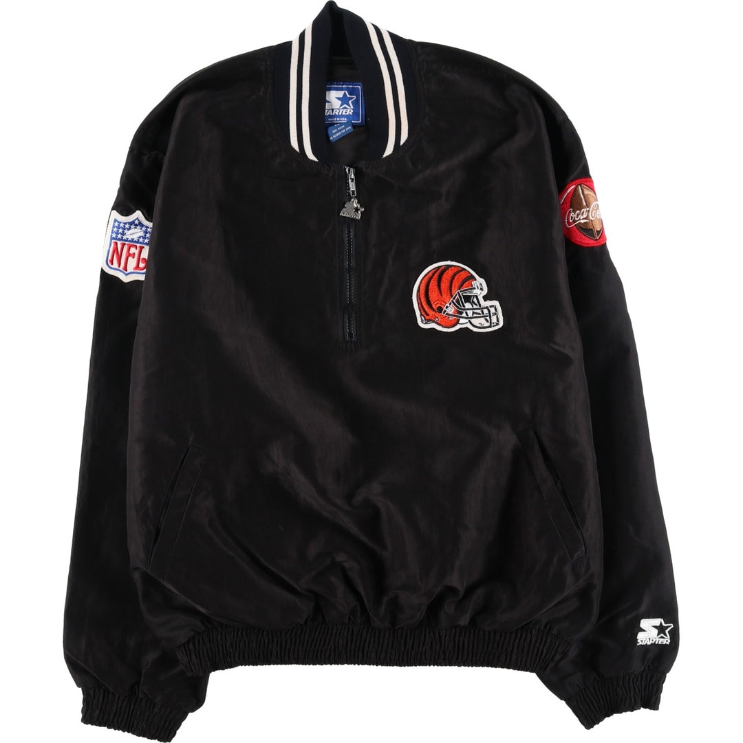 90'S Starter NFL Cincinnati Bengals Coca-Cola Half-Zip Warm-Up Pullover, Made in USA unclear black type Vintage Second Hand