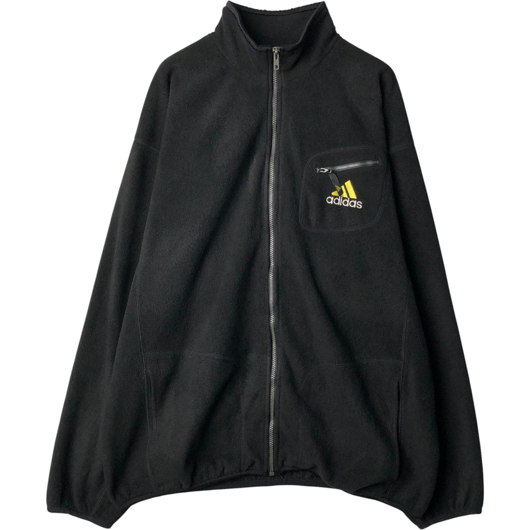 90s-00'S Adidas fleece jacket, men's size XL polyester black type Vintage Second Hand