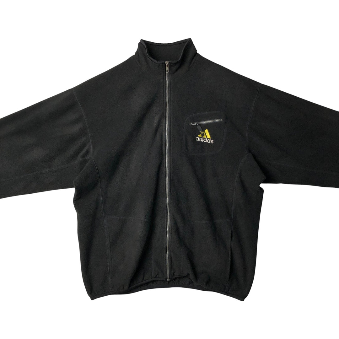 90s-00'S Adidas fleece jacket, men's size XL polyester black type Vintage Second Hand