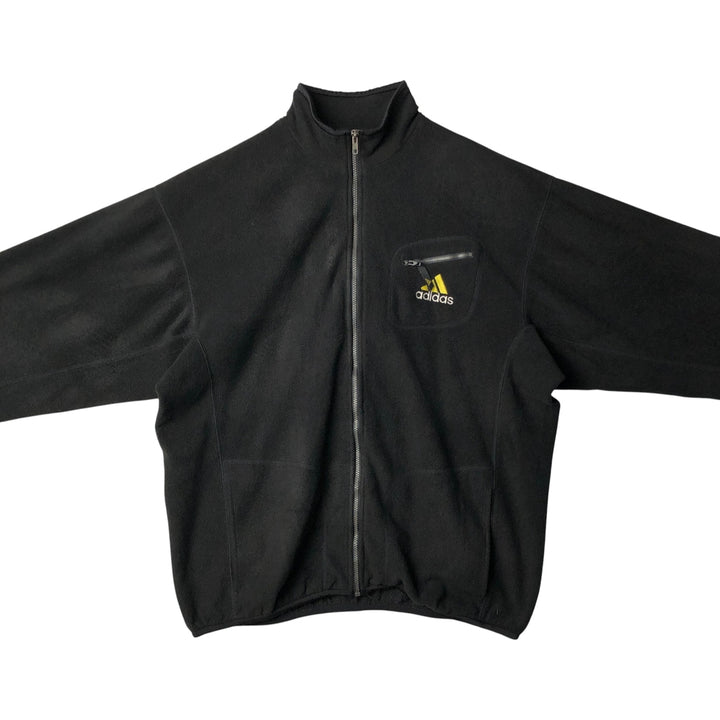 90s-00'S Adidas fleece jacket, men's size XL polyester black type Vintage Second Hand