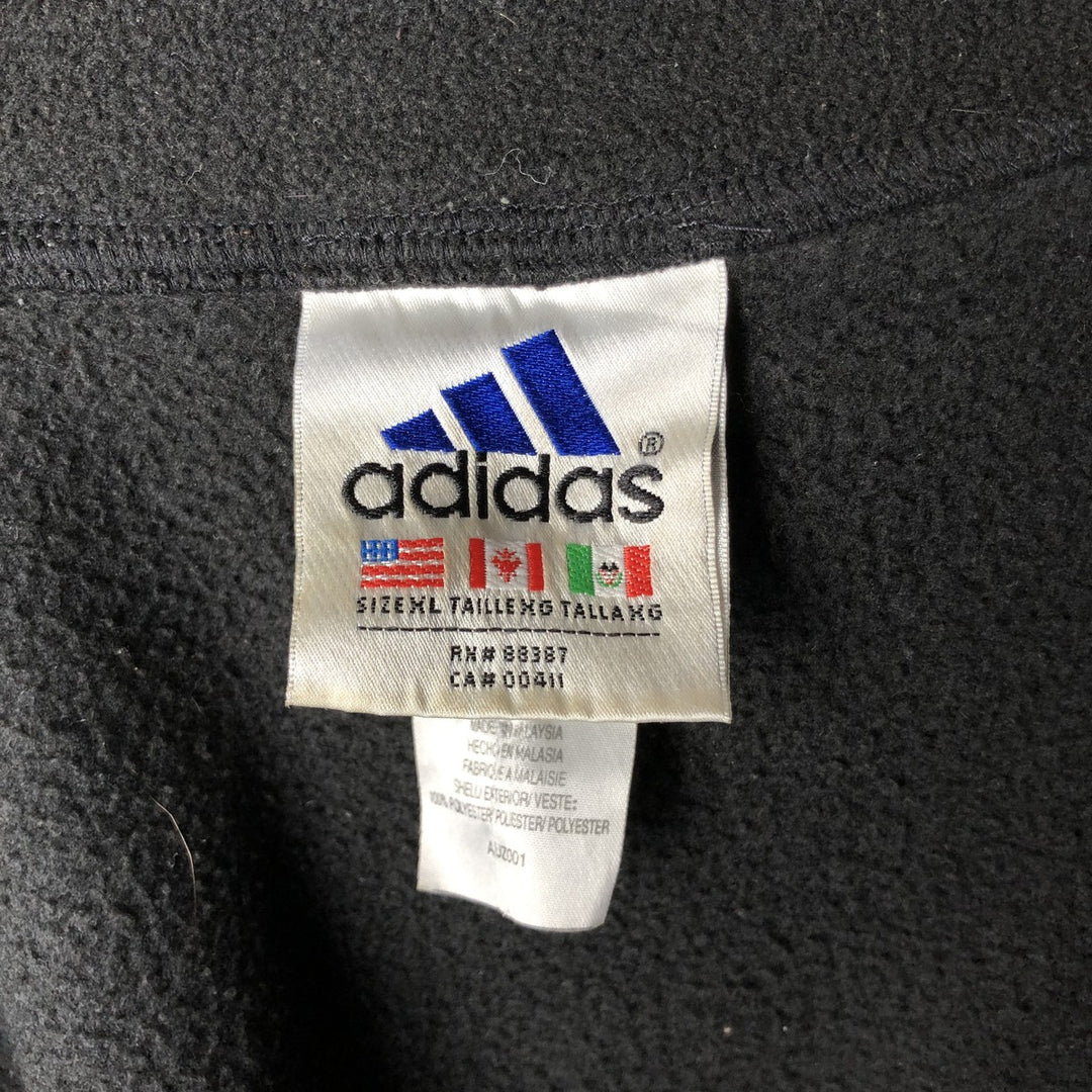 90s-00'S Adidas fleece jacket, men's size XL polyester black type Vintage Second Hand