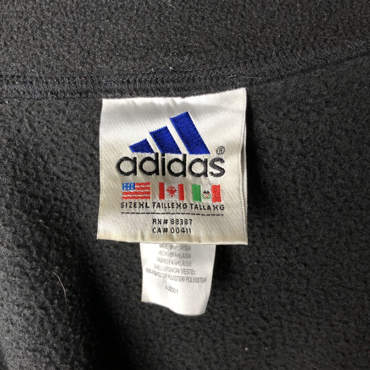 90s-00'S Adidas fleece jacket, men's size XL polyester black type Vintage Second Hand