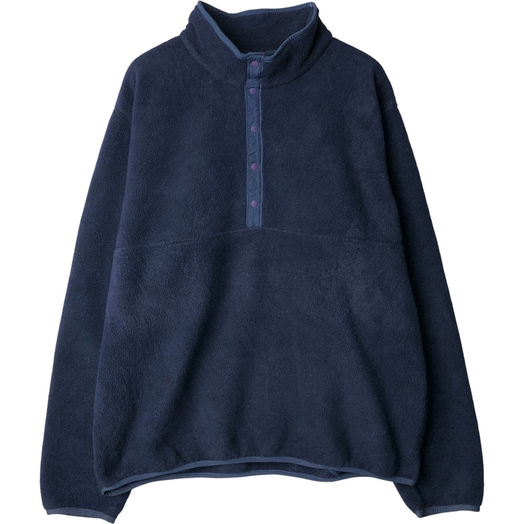 90s-00'S LLBean Half-Snap Fleece Pullover, Men's XL polyester navy blue type Vintage Second Hand