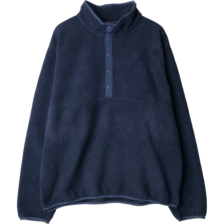 90s-00'S LLBean Half-Snap Fleece Pullover, Men's XL polyester navy blue type Vintage Second Hand