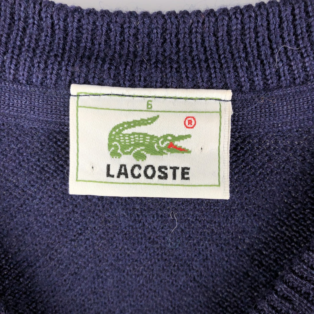 Vintage 1980'S Lacoste wool and acrylic knit sweater, size 6, men's XL wool navy blue type Vintage Second Hand