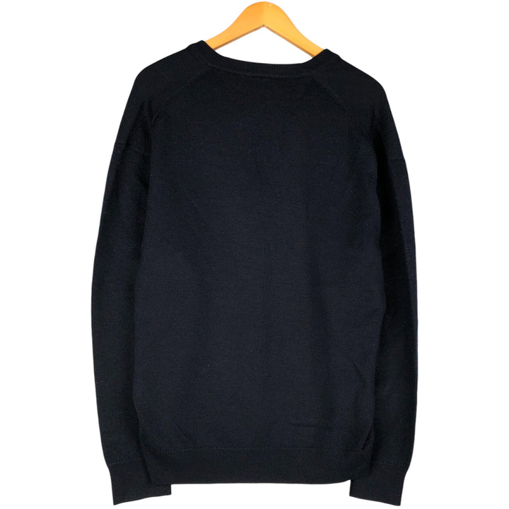 Lacoste V-neck wool knit sweater, Made in Spain, Size 8 (Men's XL) unclear navy blue type Vintage Second Hand