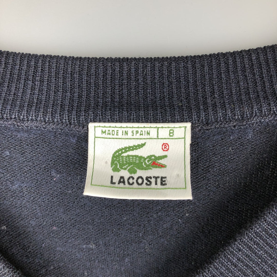 Lacoste V-neck wool knit sweater, Made in Spain, Size 8 (Men's XL) unclear navy blue type Vintage Second Hand