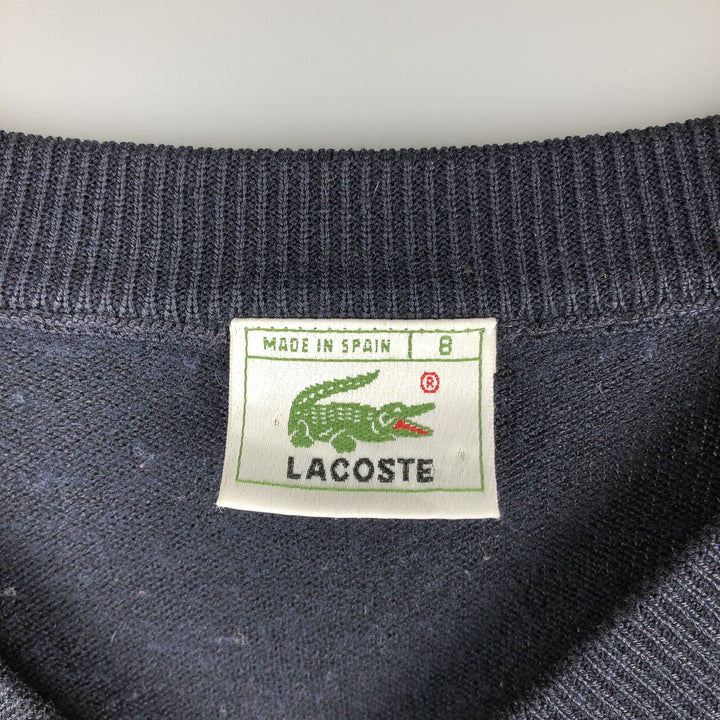 Lacoste V-neck wool knit sweater, Made in Spain, Size 8 (Men's XL) unclear navy blue type Vintage Second Hand
