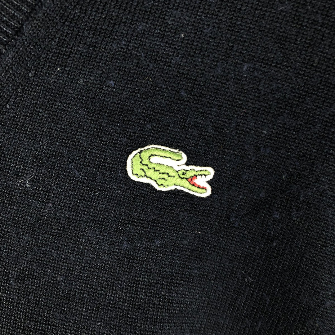 Lacoste V-neck wool knit sweater, Made in Spain, Size 8 (Men's XL) unclear navy blue type Vintage Second Hand