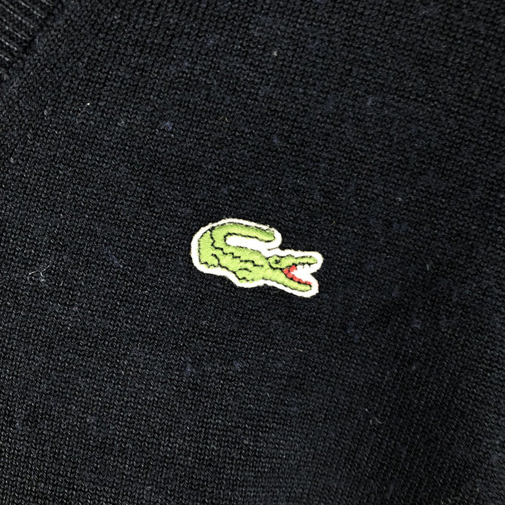 Lacoste V-neck wool knit sweater, Made in Spain, Size 8 (Men's XL) unclear navy blue type Vintage Second Hand