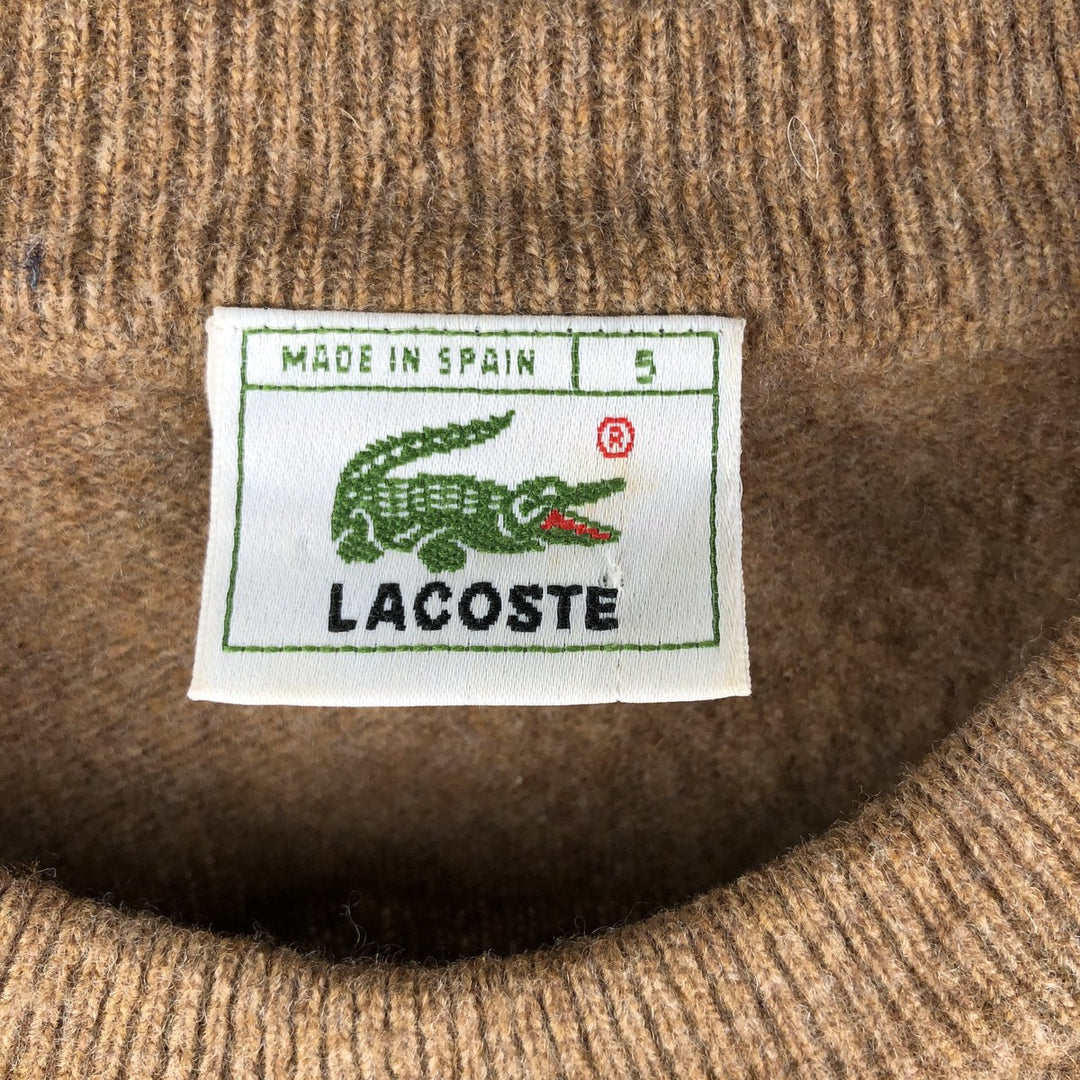 Lacoste Lambswool Knit Sweater, Size 5, Men's Size L Lamb wool beige type brown Vintage Second Hand