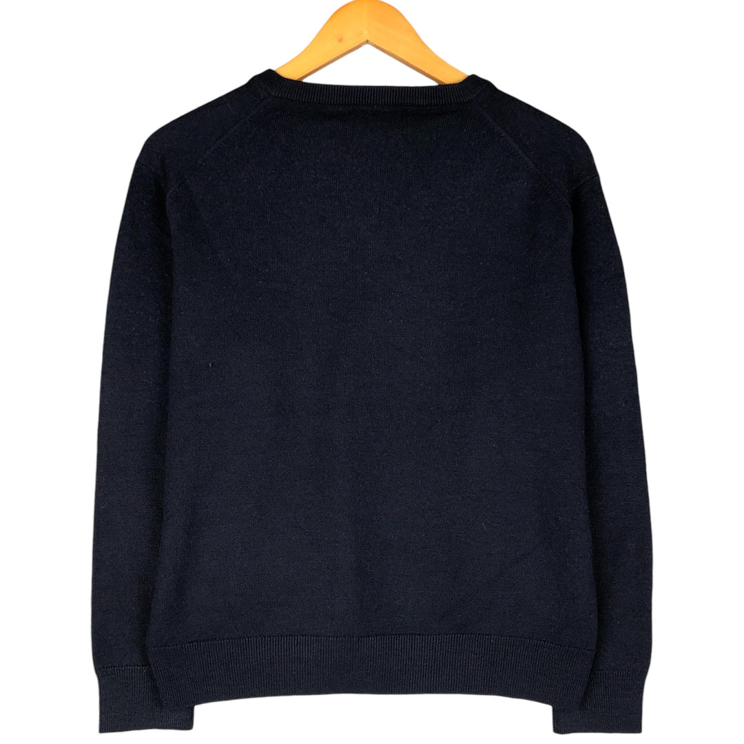 Lacoste V-neck acrylic and wool knit sweater, size 4, men's size M wool navy blue type Vintage Second Hand