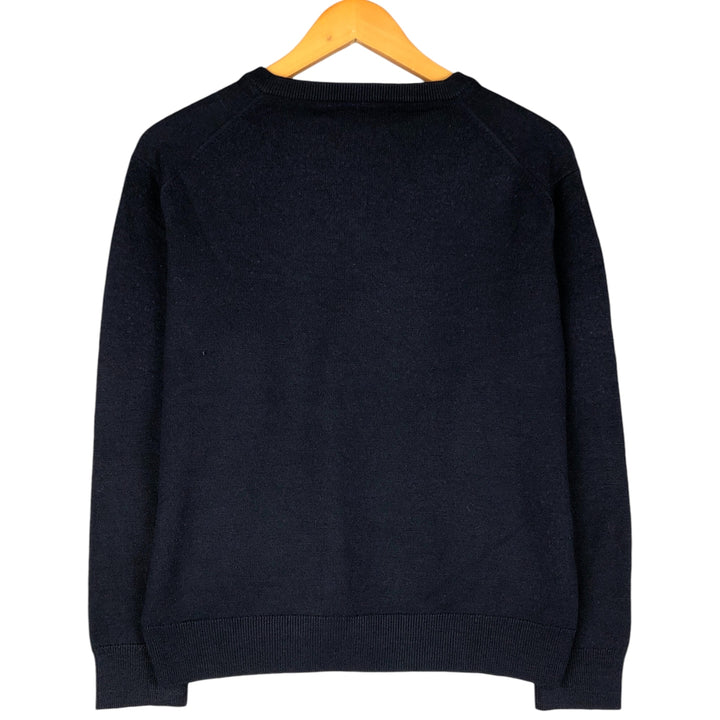 Lacoste V-neck acrylic and wool knit sweater, size 4, men's size M wool navy blue type Vintage Second Hand