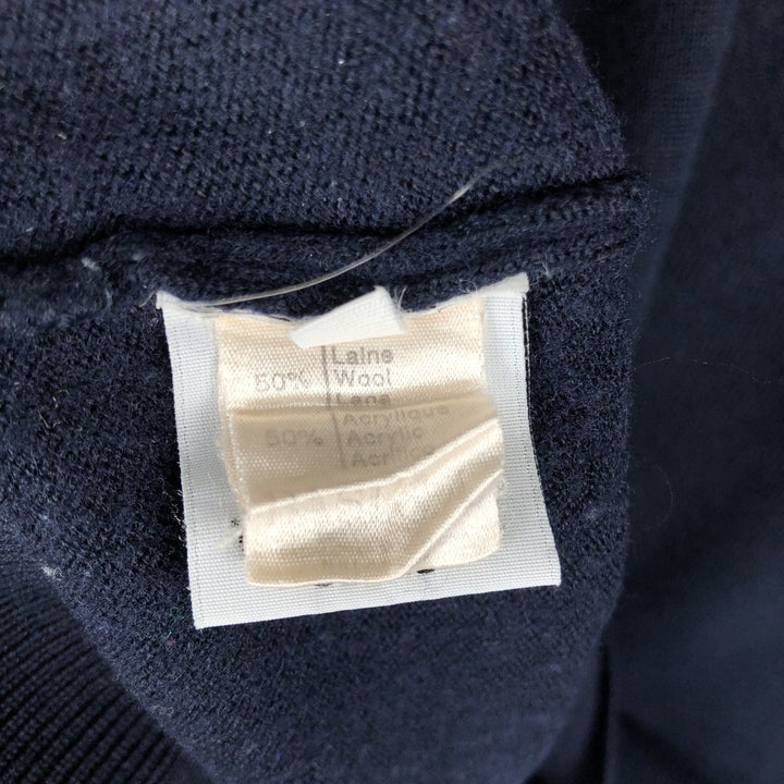 Lacoste V-neck acrylic and wool knit sweater, size 4, men's size M wool navy blue type Vintage Second Hand