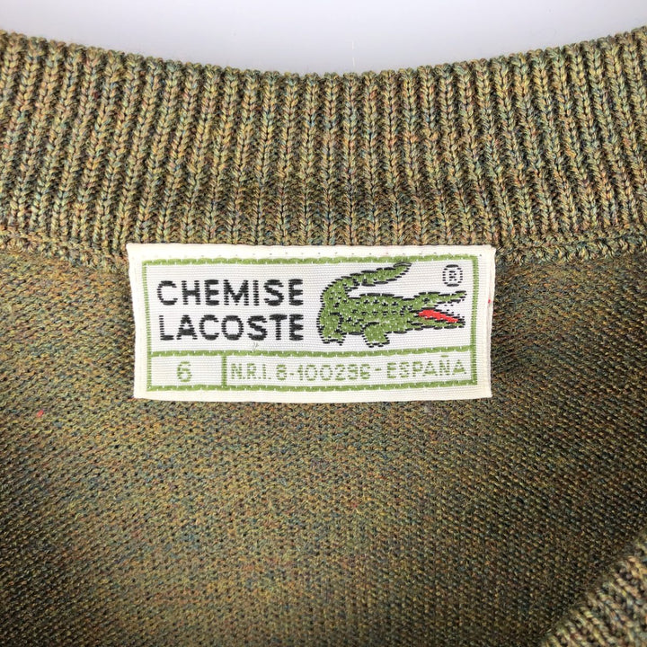 Vintage 1980'S Lacoste Chemise wool and acrylic knit sweater, size 6, men's XL acrylic Khaki type sage green Vintage Second Hand