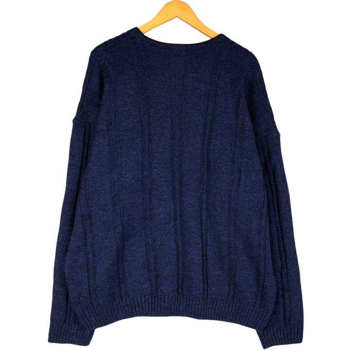 Lacoste Ribbed V-Neck Acrylic and Wool Knit Sweater, Size 8 (Men's XXL) acrylic blue type Vintage Second Hand