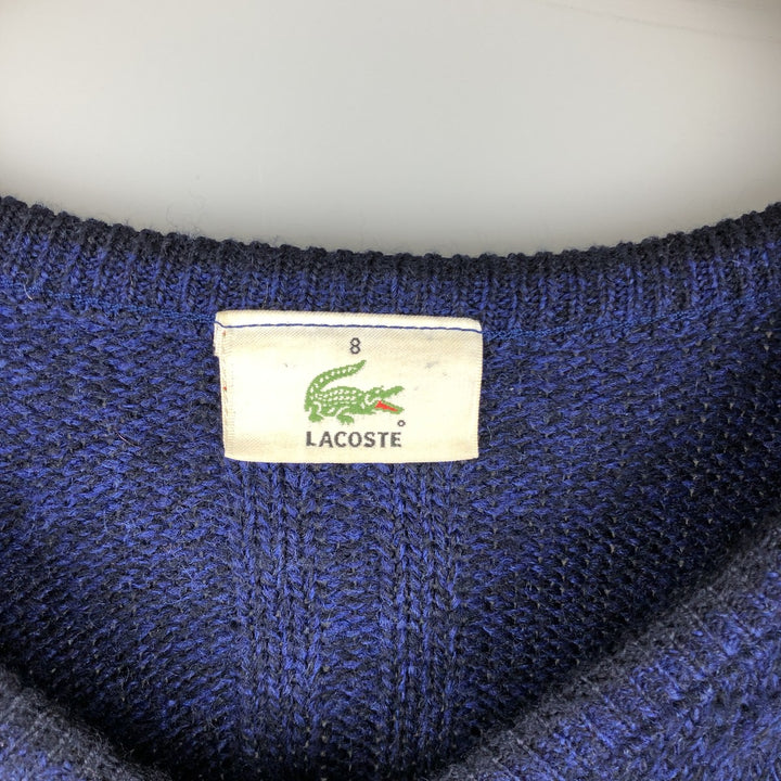 Lacoste Ribbed V-Neck Acrylic and Wool Knit Sweater, Size 8 (Men's XXL) acrylic blue type Vintage Second Hand