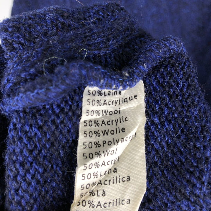 Lacoste Ribbed V-Neck Acrylic and Wool Knit Sweater, Size 8 (Men's XXL) acrylic blue type Vintage Second Hand