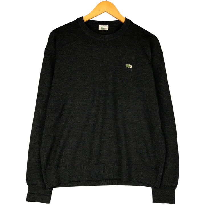 Lacoste Acrylic and Wool Knit Sweater, Made in Spain, Size 6, Men's L wool Charcoal Vintage Second Hand