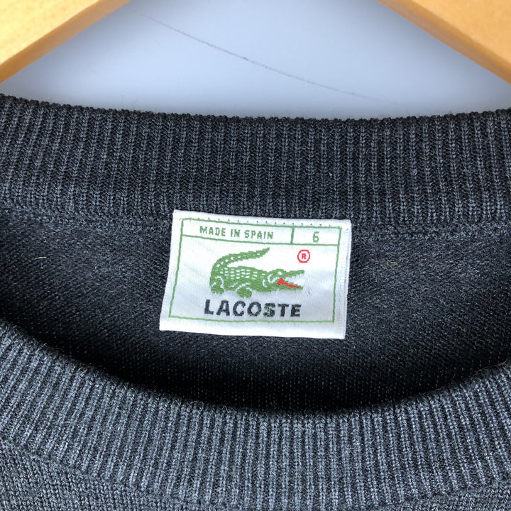 Lacoste Acrylic and Wool Knit Sweater, Made in Spain, Size 6, Men's L wool Charcoal Vintage Second Hand