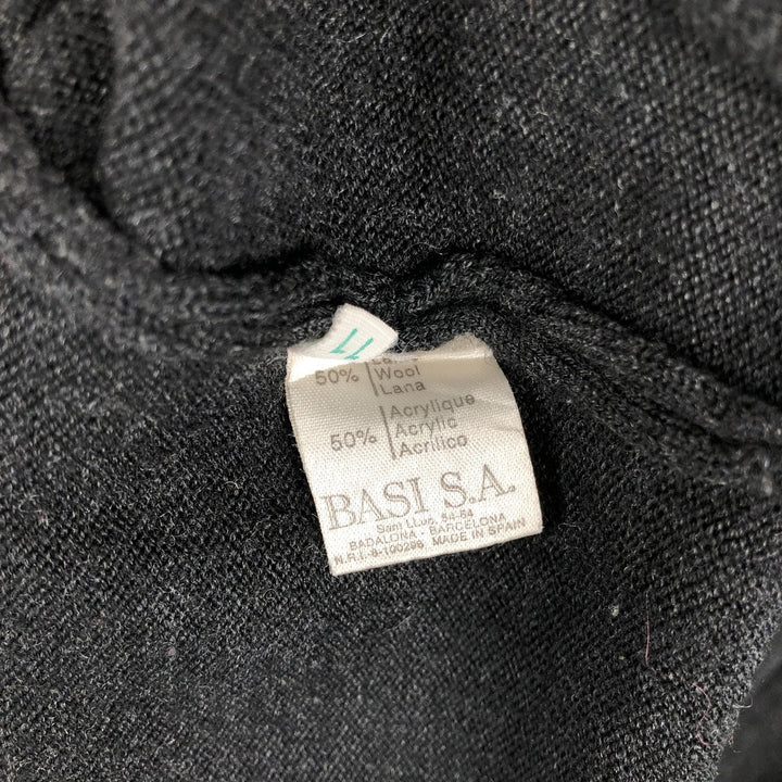 Lacoste Acrylic and Wool Knit Sweater, Made in Spain, Size 6, Men's L wool Charcoal Vintage Second Hand