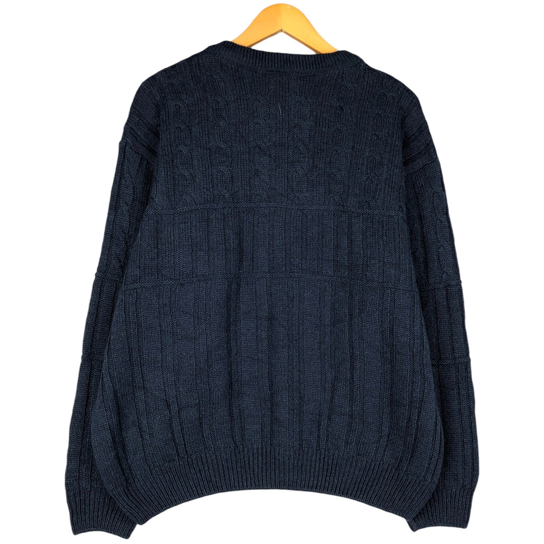 Lacoste Ribbed Cable Knit Acrylic and Wool Knit Sweater, Size 6, Men's XL wool navy blue type Vintage Second Hand