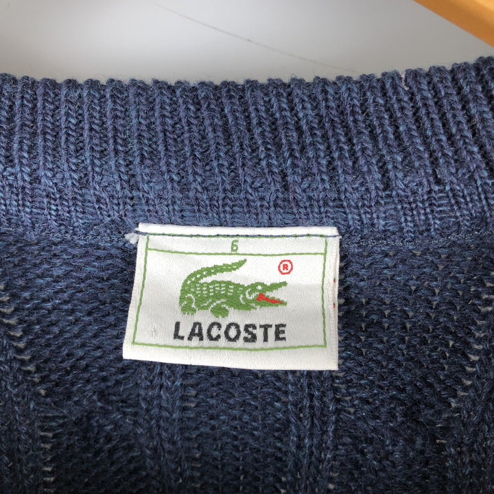Lacoste Ribbed Cable Knit Acrylic and Wool Knit Sweater, Size 6, Men's XL wool navy blue type Vintage Second Hand