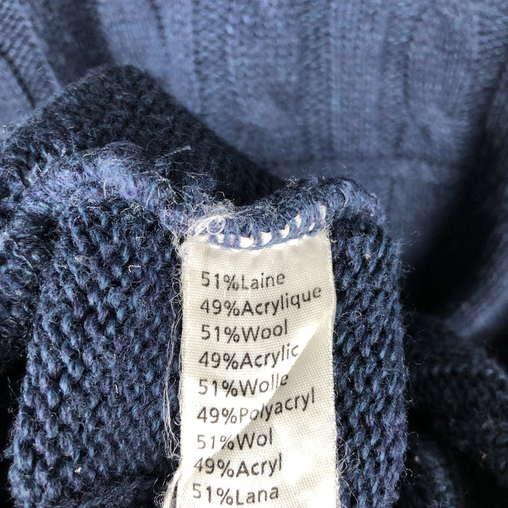Lacoste Ribbed Cable Knit Acrylic and Wool Knit Sweater, Size 6, Men's XL wool navy blue type Vintage Second Hand