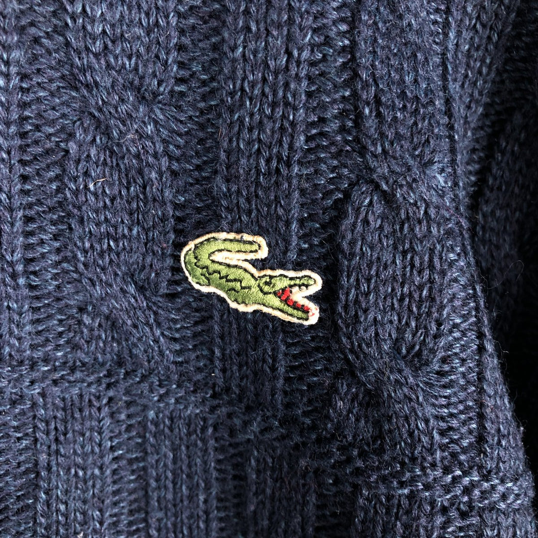 Lacoste Ribbed Cable Knit Acrylic and Wool Knit Sweater, Size 6, Men's XL wool navy blue type Vintage Second Hand