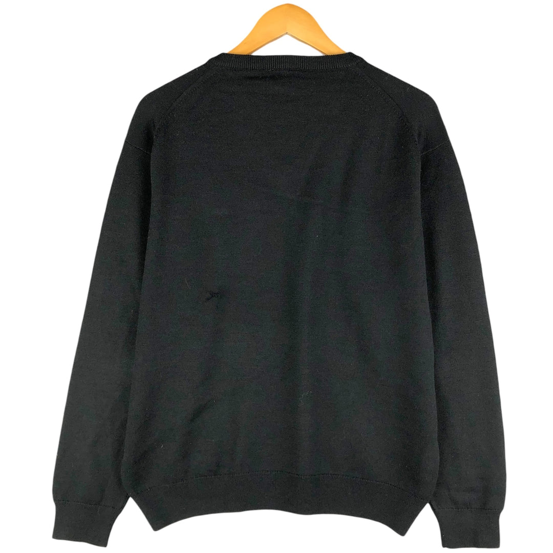 Lacoste V-neck acrylic and wool knit sweater, size 5 wool black type Vintage Second Hand