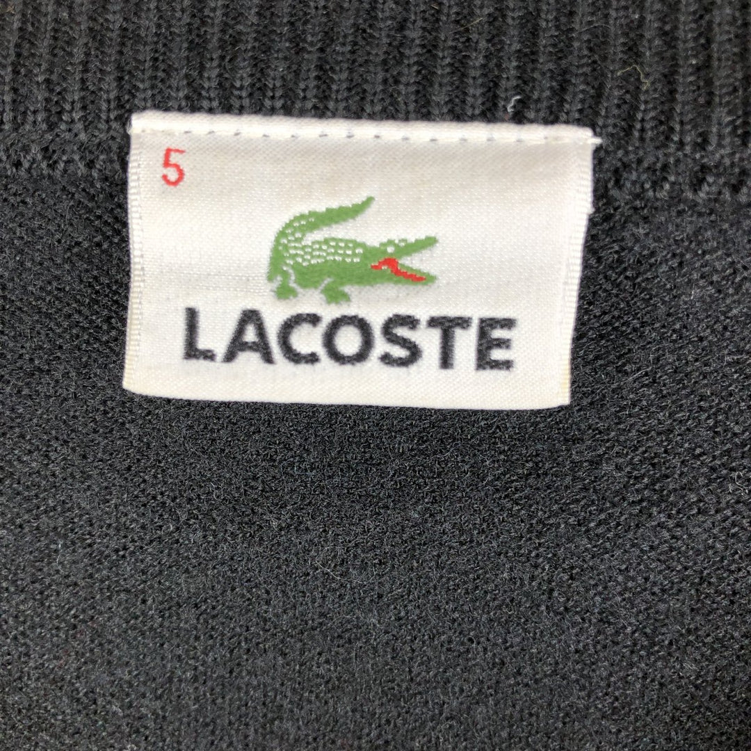 Lacoste V-neck acrylic and wool knit sweater, size 5 wool black type Vintage Second Hand